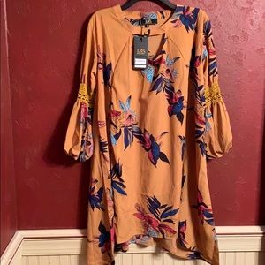 L&B yellow floral print dress